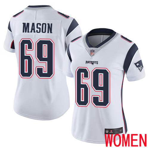 New England Patriots Football #69 Vapor Untouchable Limited White Women Shaq Mason Road NFL Jersey